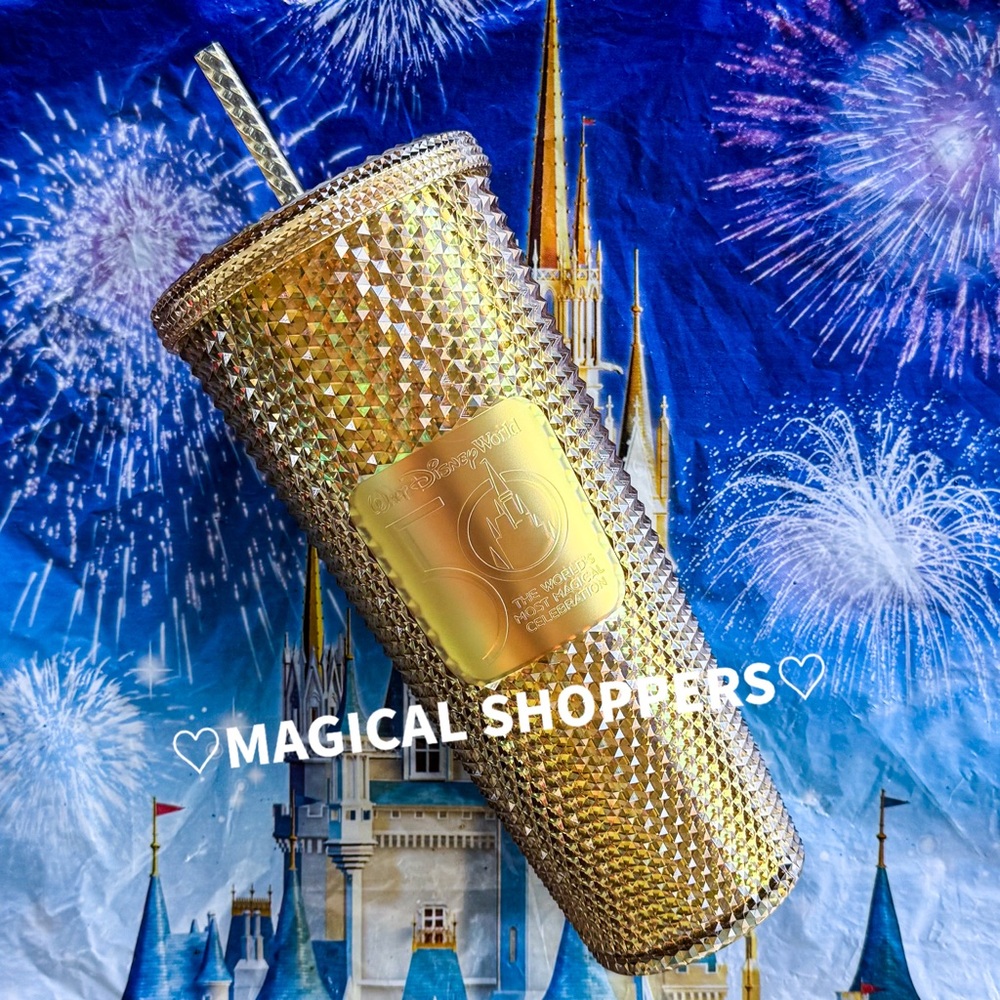 NWT Walt Disney World 50th Anniversary EARidescent Starbucks Cold Cup Tumbler